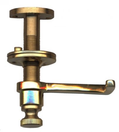 Product image 1 of the product “Grand top closing catch / Locking device for grand lid, brass polished with hook ”